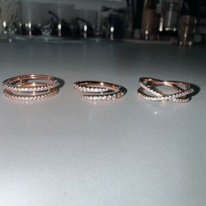 Elegant Rose Gold  Set of 3 Rings- size 8